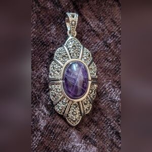 Vintage Style Amethyst & Rhinestone Pendant